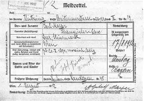 Carl Mayer registration Vienna