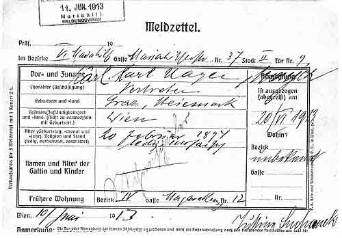 Carl Mayer registration Vienna