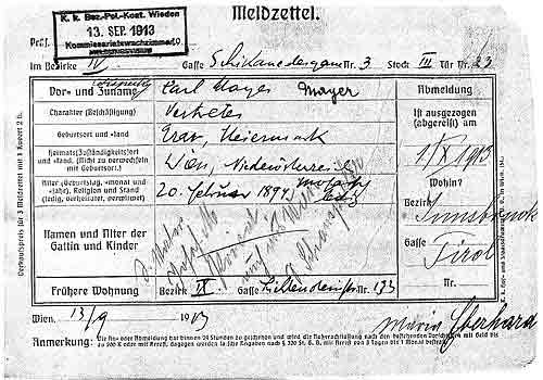 Carl Mayer registration Vienna