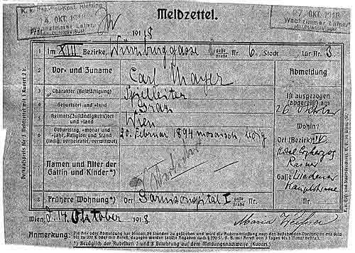 Carl Mayer registration Vienna